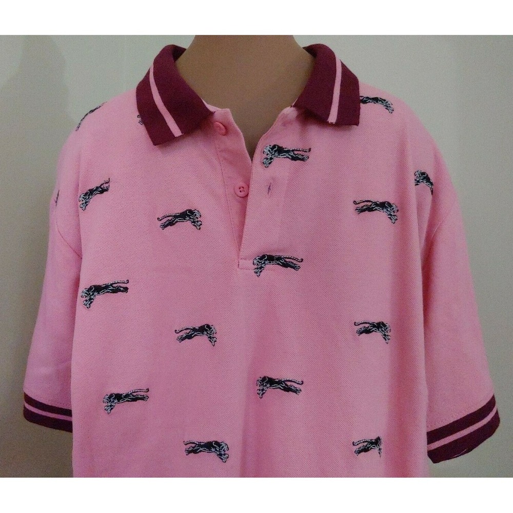 FWRD denim co Men's cotton Polo Shirt XL w/ tags pink black‎ panthers cats